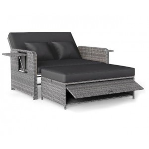 Polirataninis saulės gultas su reguliuojamu atlošu ir išlankstoma šonine lentyna